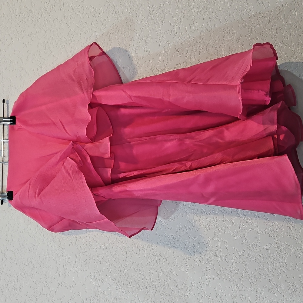 Anthropologie Pink Flowy Organza Romper Size 4